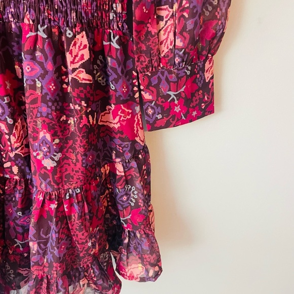 Elegant Floral Mini Dress in Purple and Pink - Picture 5 of 10